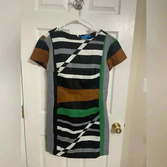 Derek Lam for Design Nation Dress Geometric Sheath Short Sleeve Size 12 - Picture 5 of 11